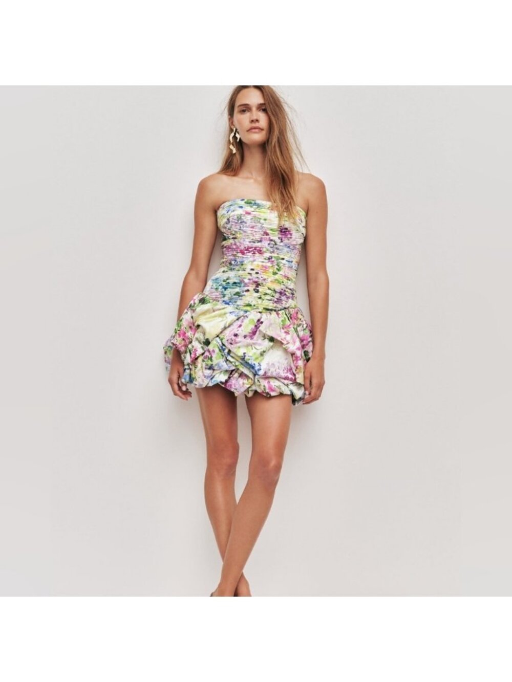 AJE Violette Bubble Hem Mini Dress